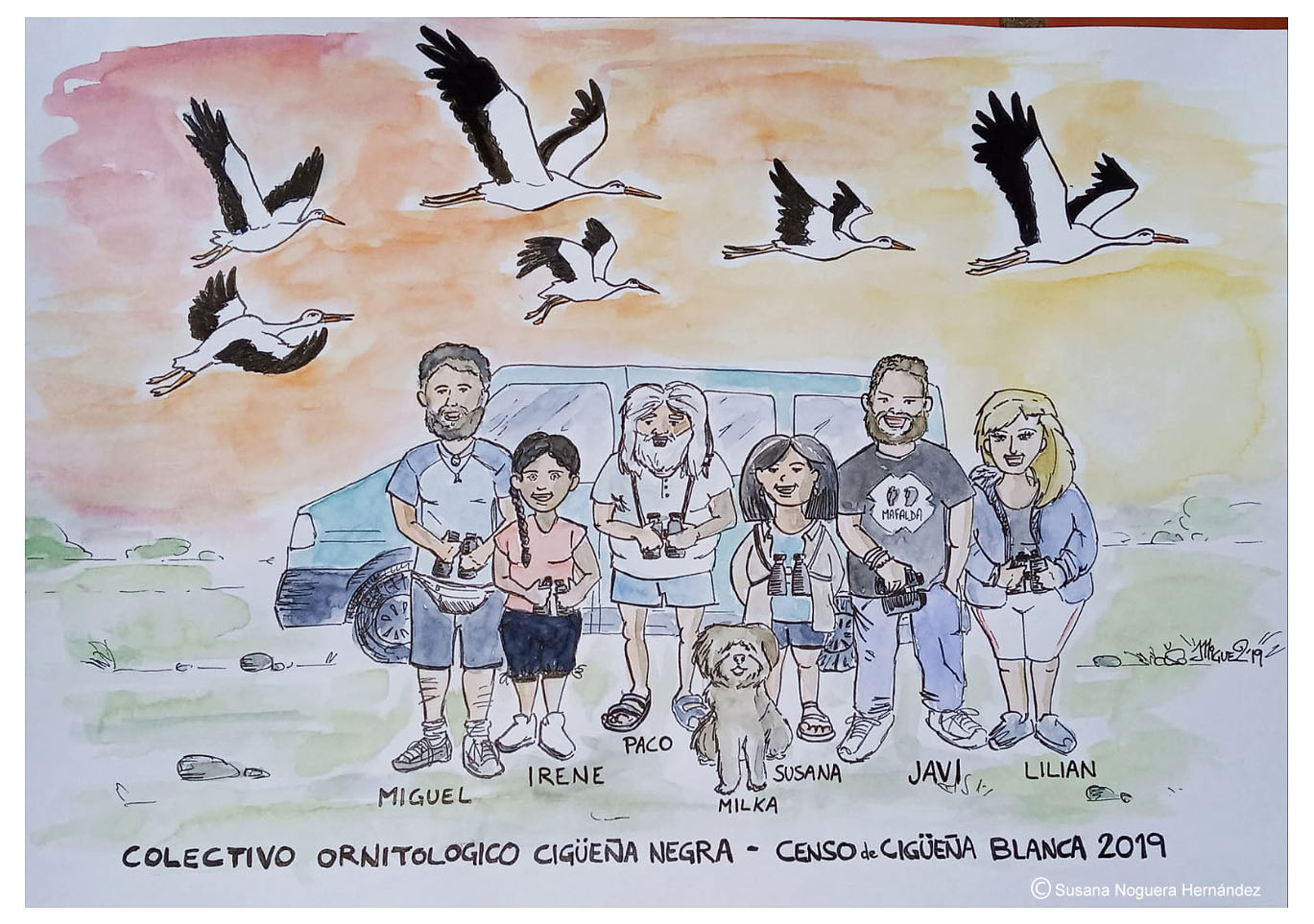 Dibujo del equipo de voluntarios realizado por uno de ellos, Miguel. Imagen: Susana Noguera Hernández