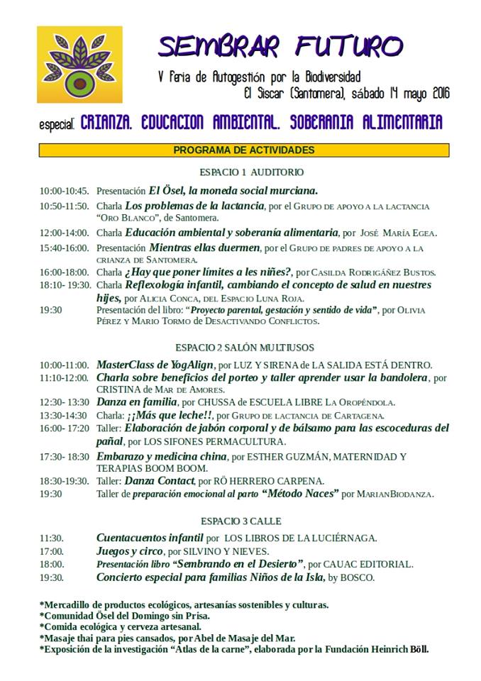 V Feria Sembrar Futuro. Programa V Feria Sembrar Futuro. Programa