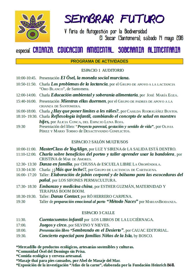 V Feria Sembrar Futuro. Programa