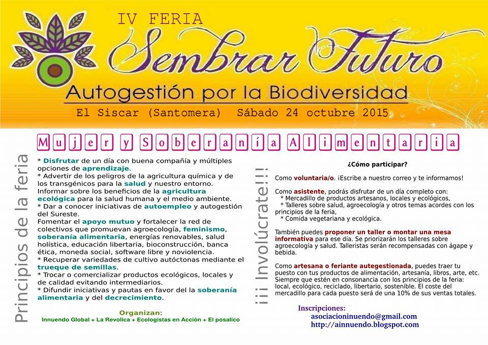 IV Feria 'Sembrar futuro'. Programa IV Feria 'Sembrar futuro'. Programa