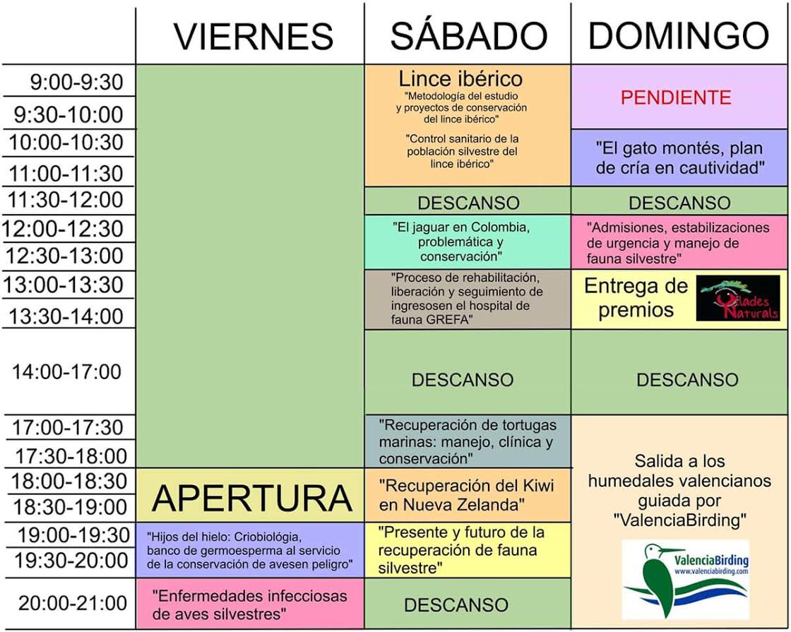 Horario del Congreso Internacional de Fauna Silvestre, con GTECAS Valencia