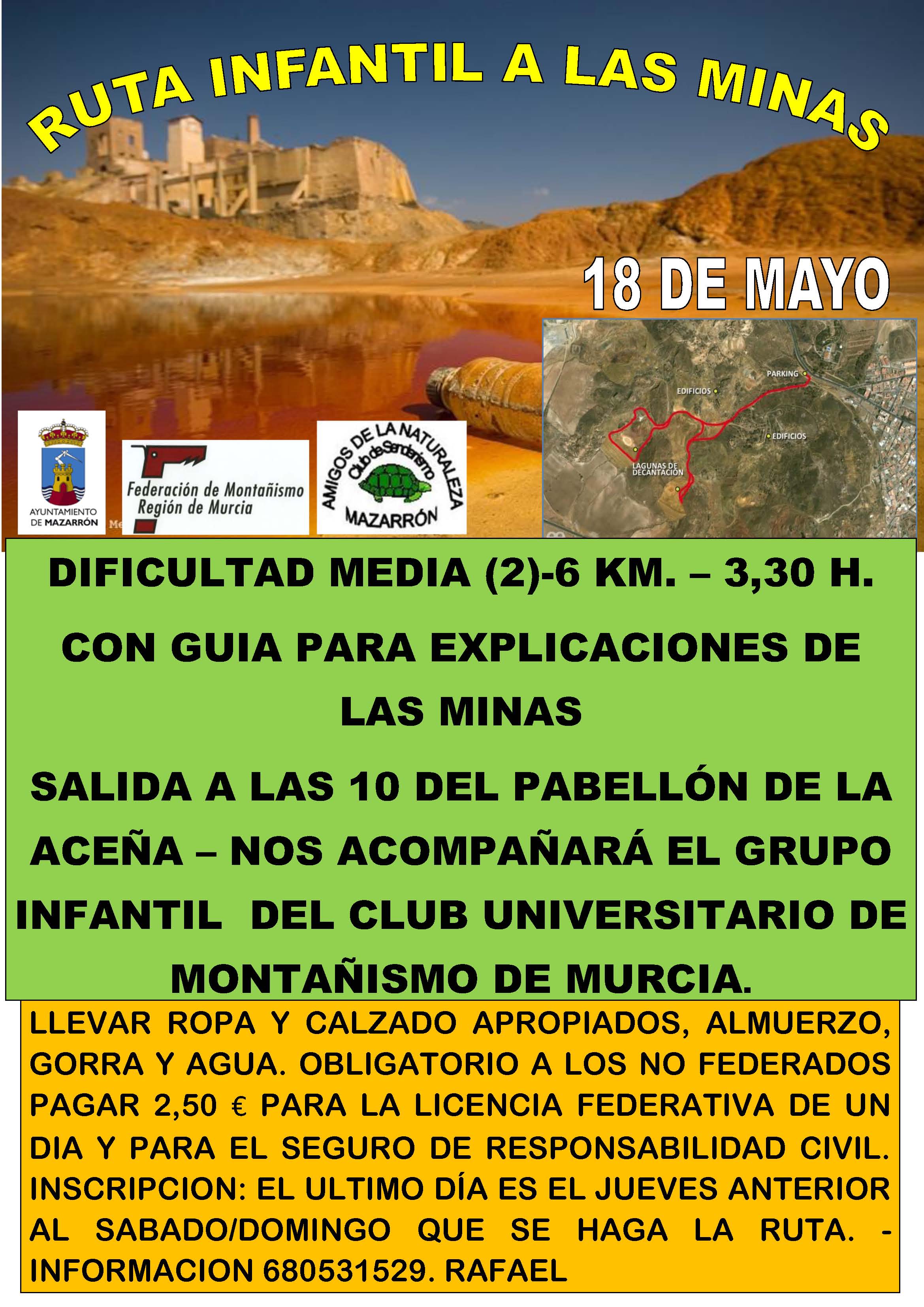 Cartel de la ruta infantil a las minas de Mazarrón