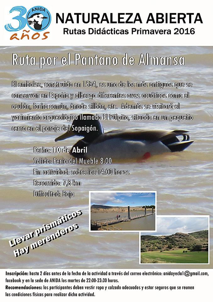 Excursión al Pantano de Almansa, con Anida Yecla Excursión al Pantano de Almansa, con Anida Yecla