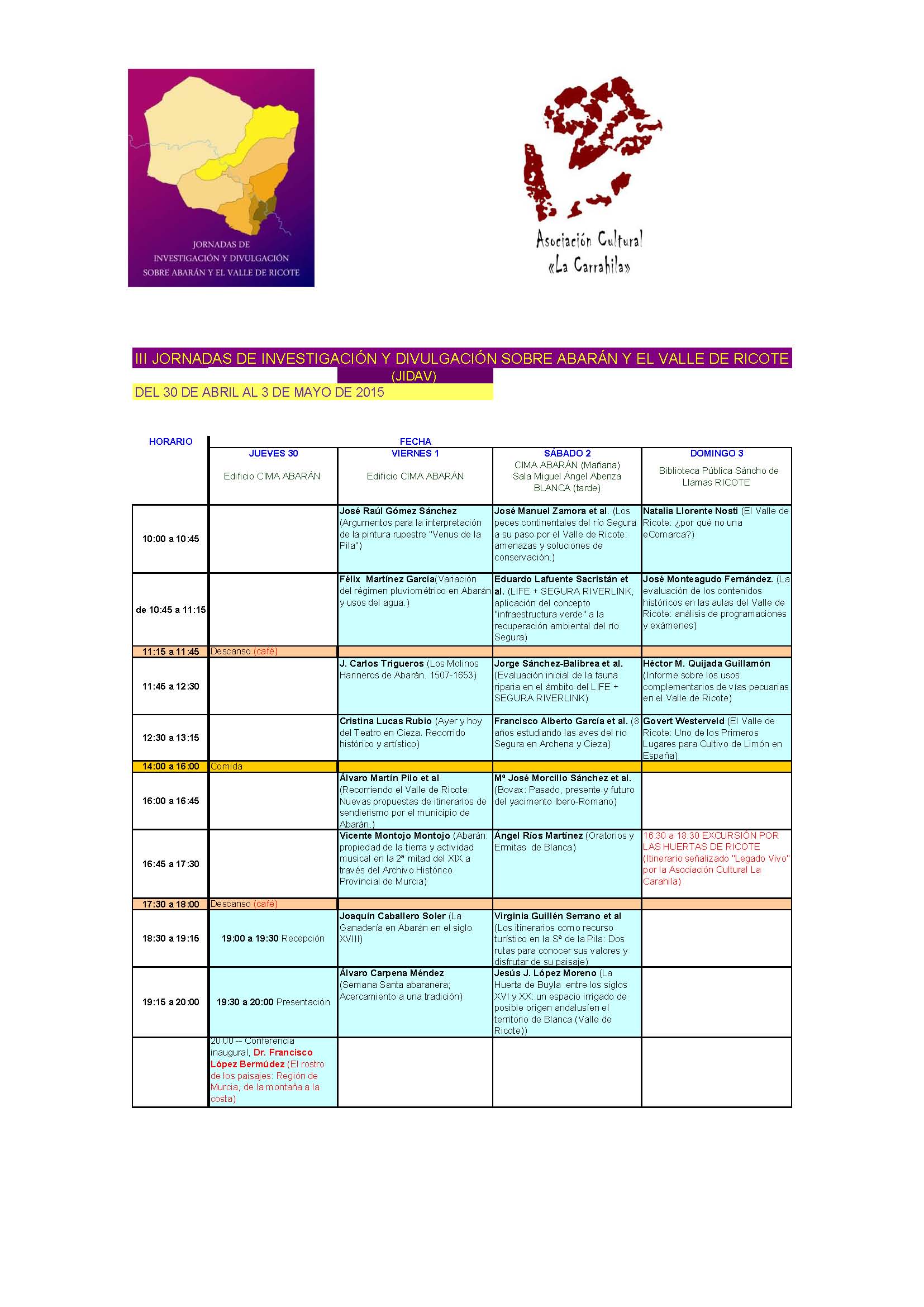 III Jornadas de Investigación y Divulgación sobre Abarán y el Valle de Ricote