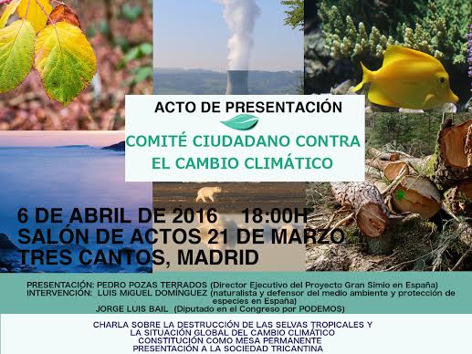 Presentación del Comité Ciudadano Contra el Cambio Climático en Tres Cantos (Madrid).