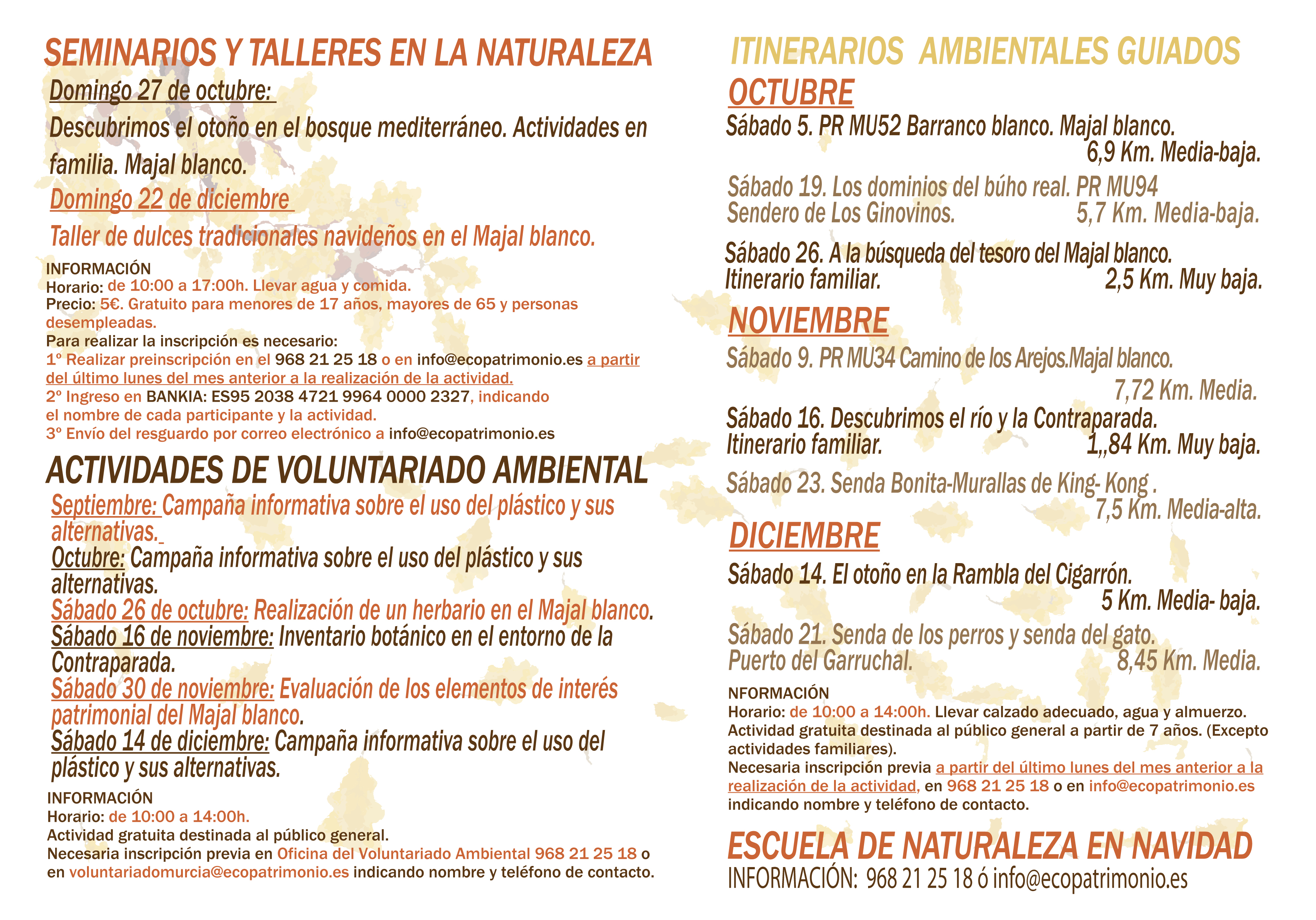 Programa de Actividades Ambientales, Octubre/Diciembre, Ayto. de Murcia. Programa de Actividades Ambientales, Octubre/Diciembre, Ayto. de Murcia
