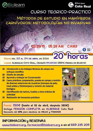 Curso de Métodos de Estudio en Mamíferos Carnívoros con BioLearn. Curso de Métodos de Estudio en Mamíferos Carnívoros con BioLearn.