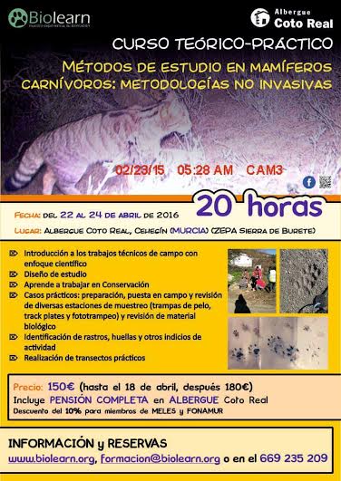 Curso de Métodos de Estudio en Mamíferos Carnívoros con BioLearn.