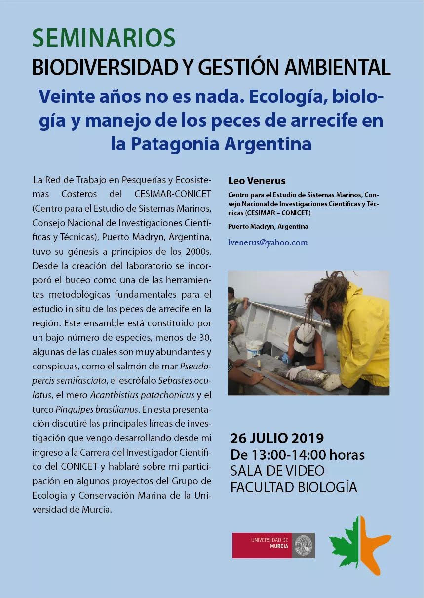 Bioseminario sobre ecología y manejo de peces de arrecife de Argentina