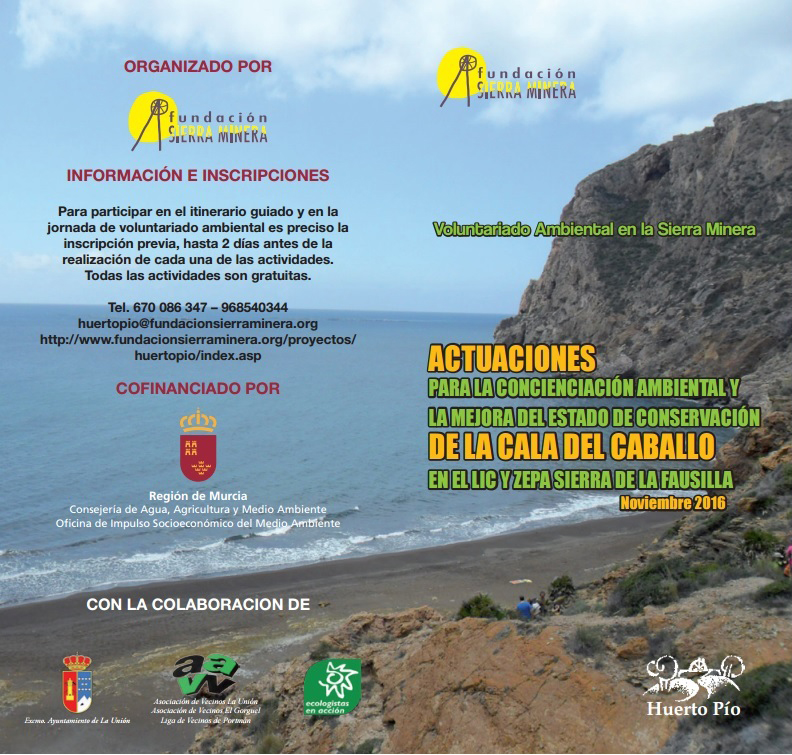Cartel de la limpieza de la Cala Cola de Caballo, con la Fundación Sierra Minera.