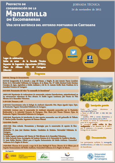 Jornada técnica sobre el proyecto de conservación de la manzanilla de Escombreras. Cartel