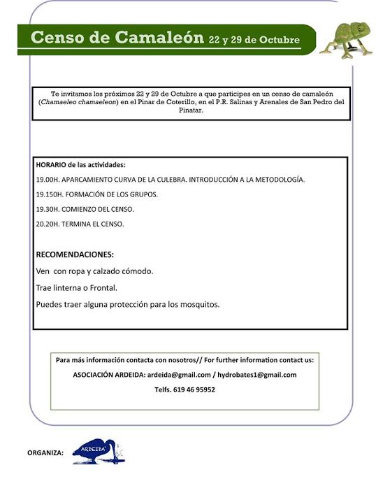 Programa del Censo de camaleones en San Pedro 1. Programa del Censo de camaleones en San Pedro 1