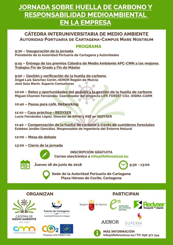 Programa de la Jornada sobre Huella de Carbono para empresas, con la Cátedra de Medio Ambiente APC-CMN