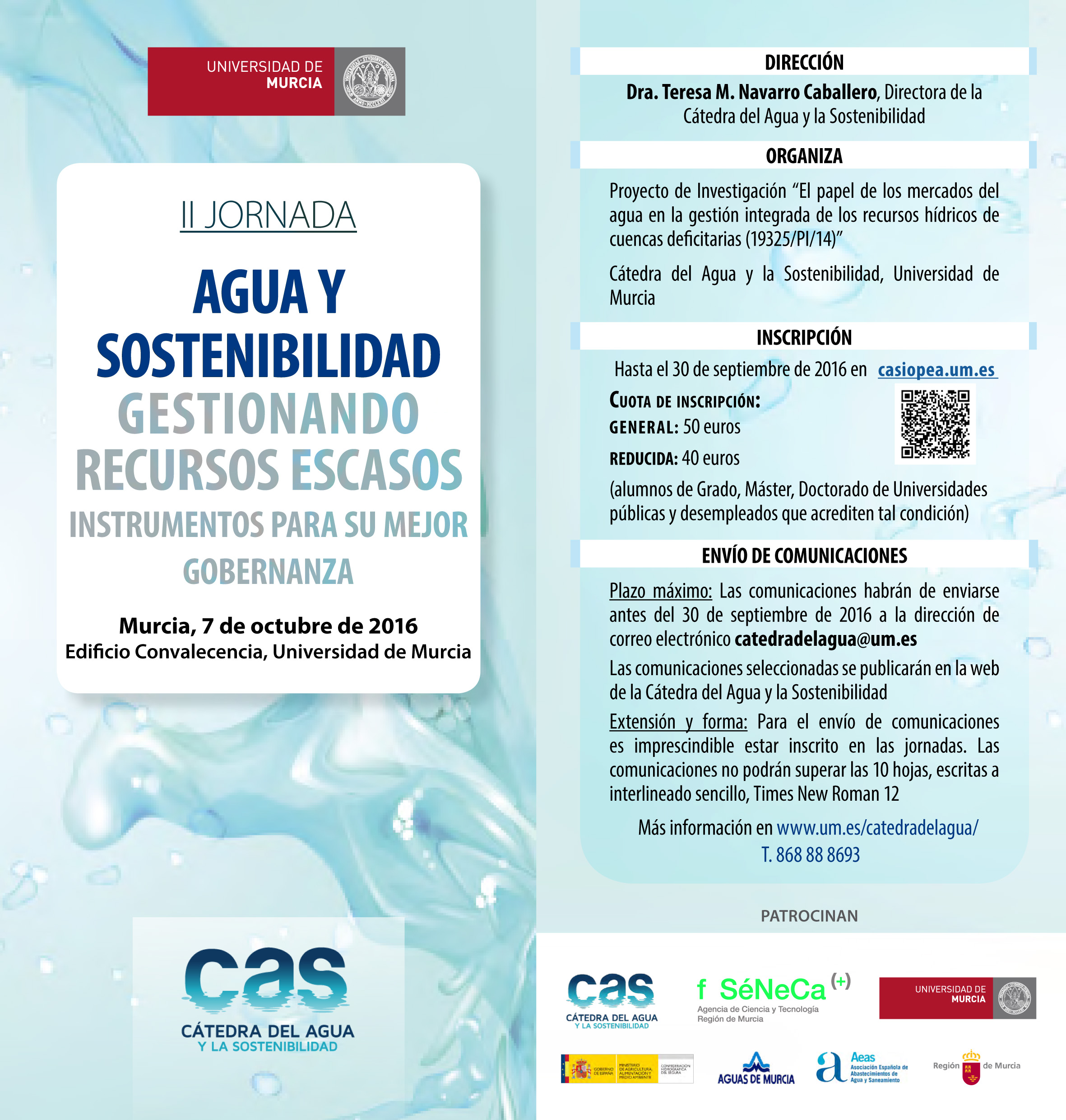 II Jornada Agua y Sostenibilidad, con la UMU.