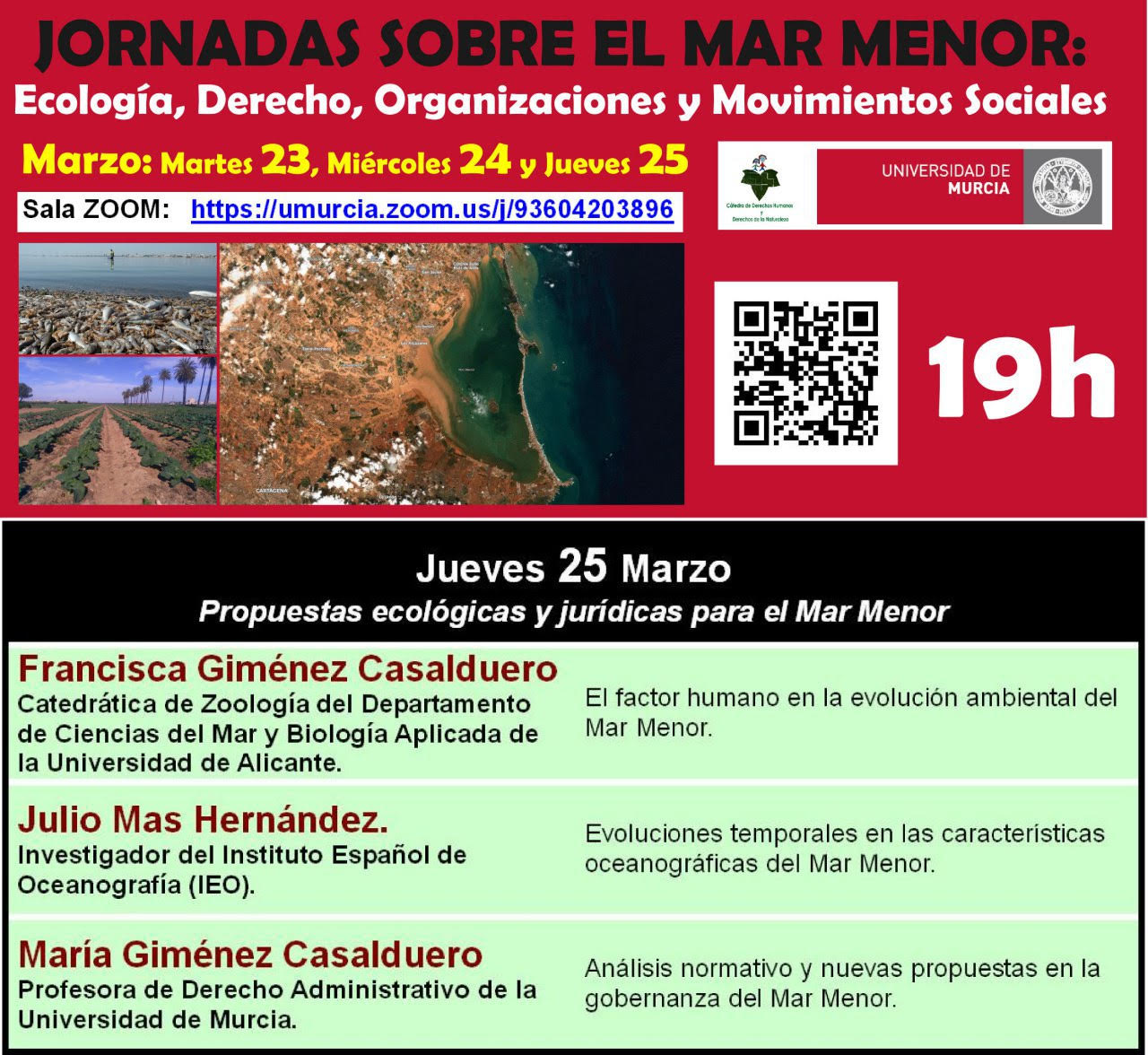 Jornadas sobre el Mar Menor: Ecología, Derecho, Organizaciones y Movimientos Sociales, con la UMU