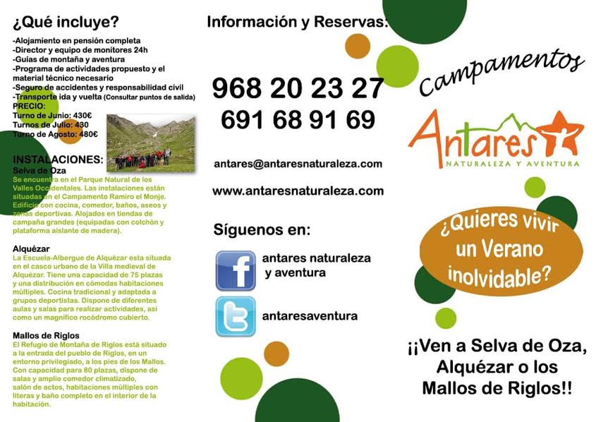 Campamento en la Selva de Oza - Julio 1 con Antares. Cartel General