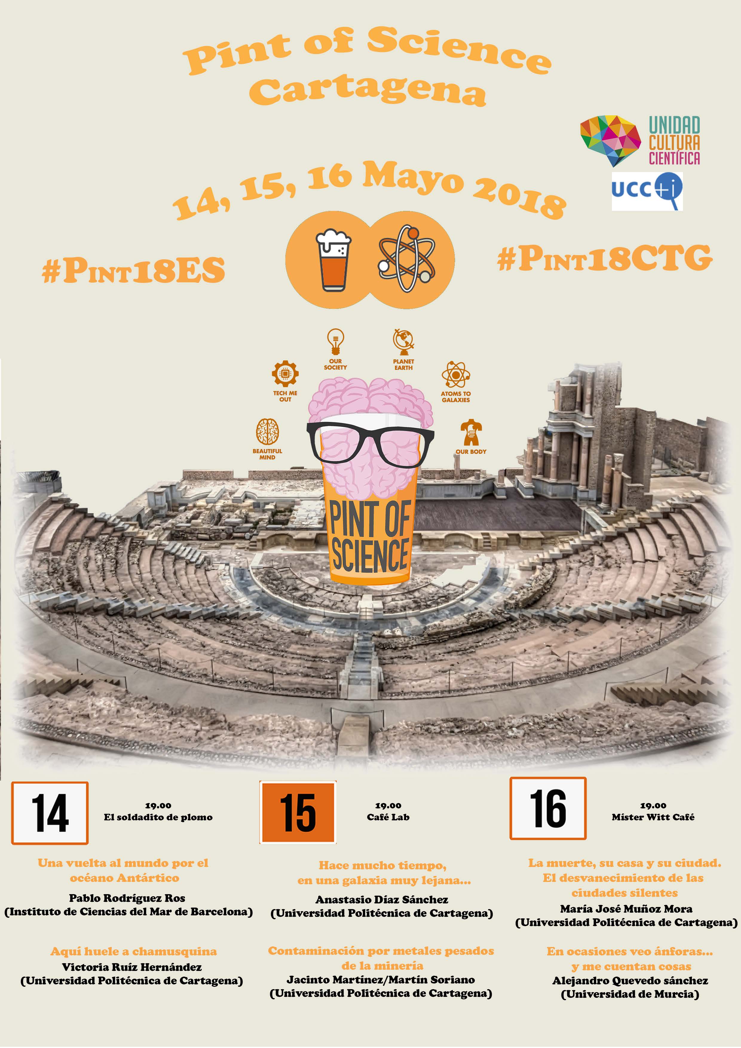 Programa del Pint Of Science 2018 Cartagena. Programa del Pint Of Science 2018 Cartagena