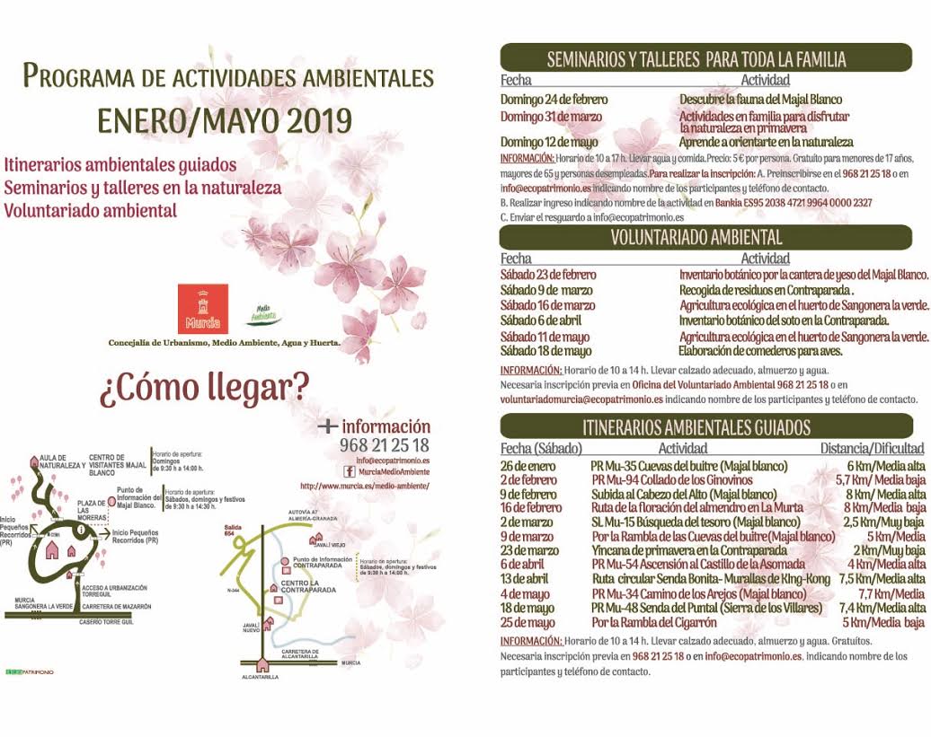 Programa de Actividades Ambientales Enero-Mayo del Ayto. de Murcia . Programa de Actividades Ambientales Enero-Mayo del Ayto. de Murcia