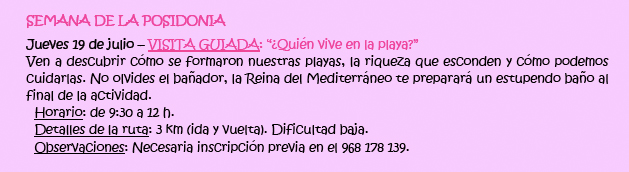 Visita guiada '¿Quién vive en la playa?', con la CARM. Visita guiada '¿Quién vive en la playa?', con la CARM