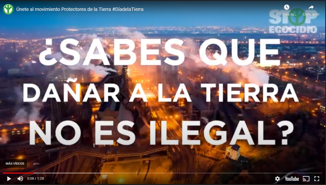 Fotograma de un vídeo divulgativo de Stop Ecocidio. Fotograma de un vídeo divulgativo de Stop Ecocidio