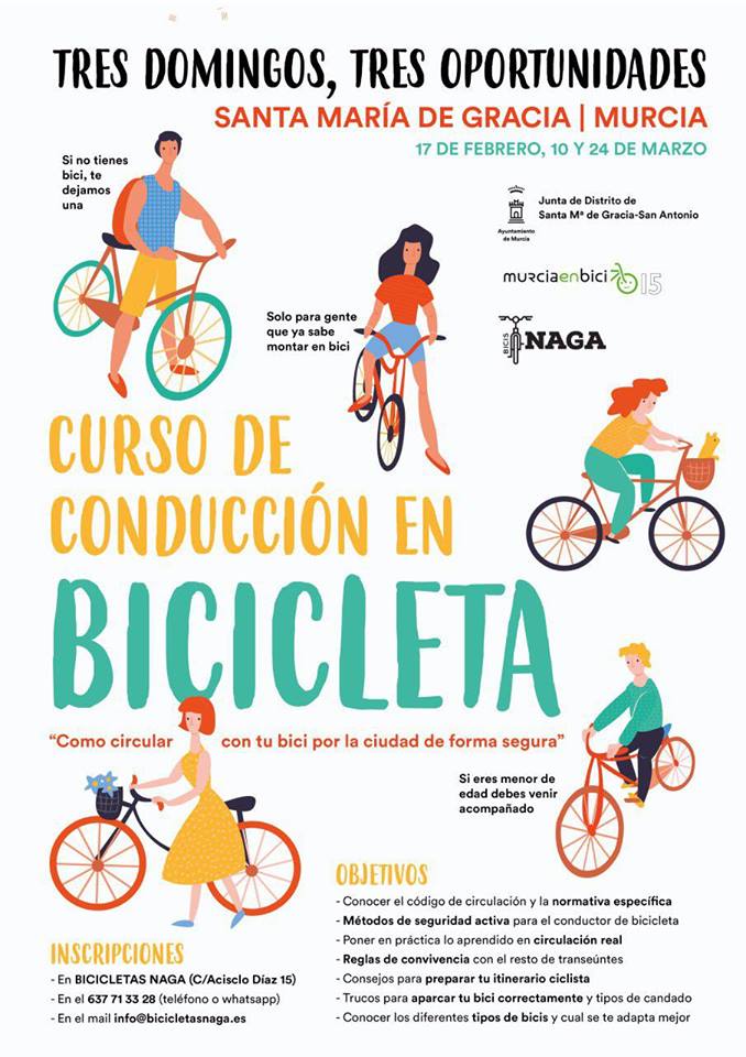 Curso de conducción de bicis, con Murcia en Bici