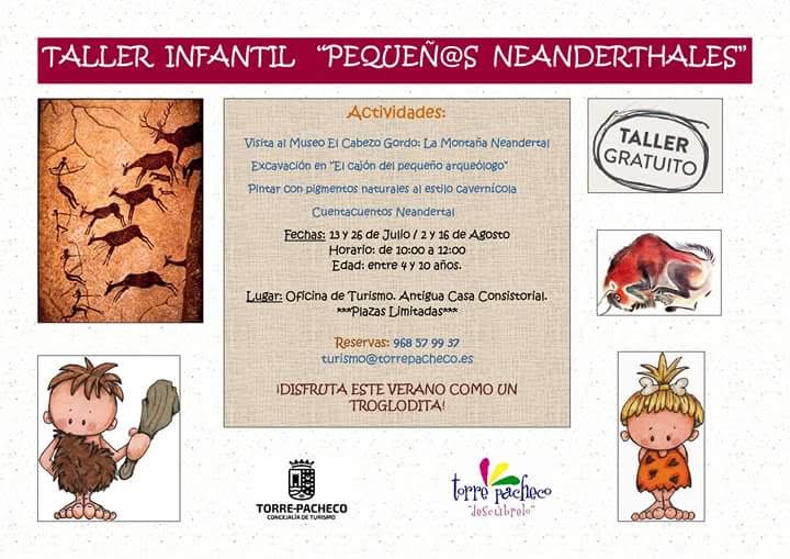 Taller 'Pequeños neandertales', con Ayto. de Torre Pacheco. Taller 'Pequeños neandertales', con Ayto. de Torre Pacheco