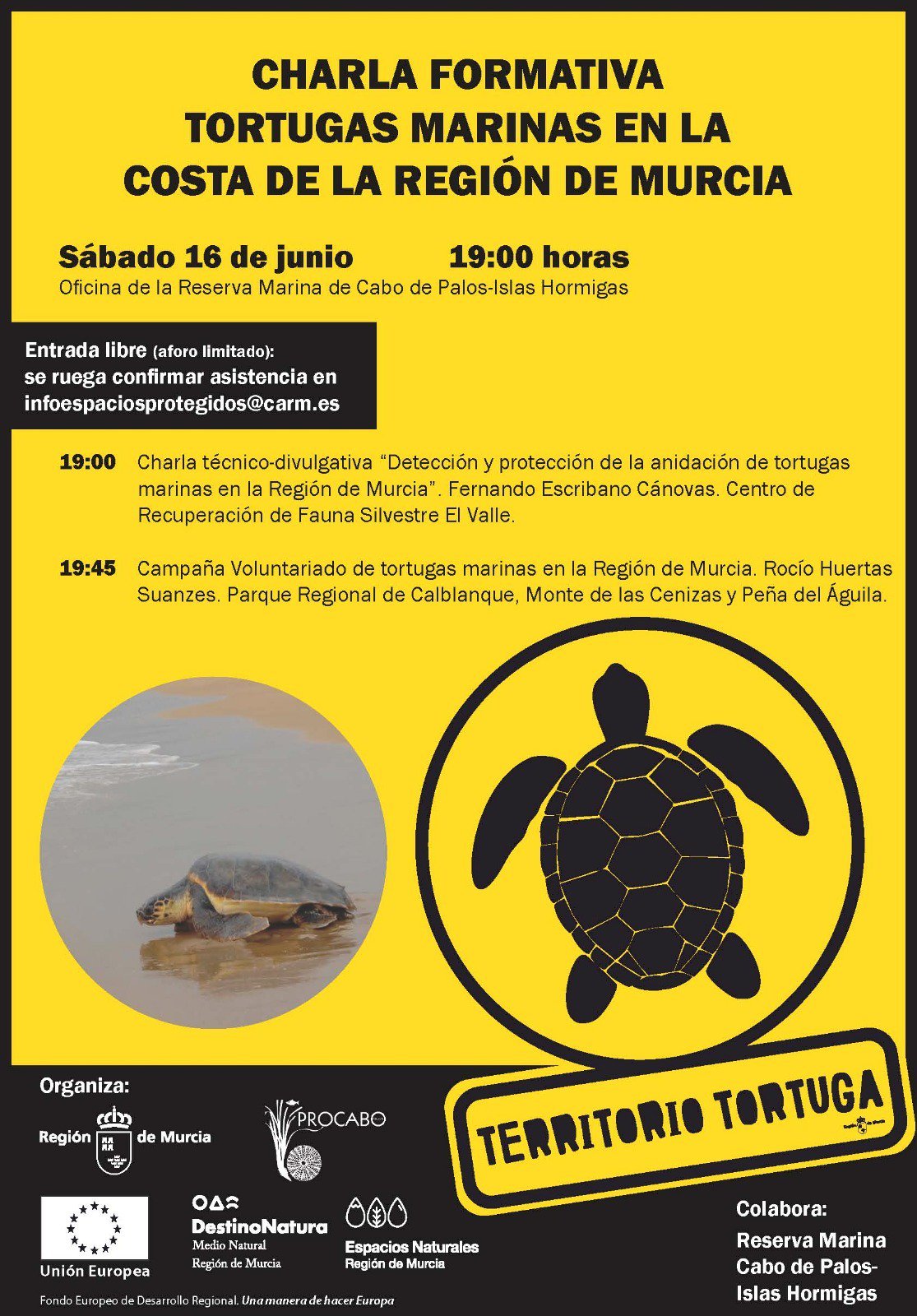Charla sobre la tortugas marinas y sus posibles anidaciones, con al CARM. Charla sobre la tortugas marinas y sus posibles anidaciones, con al CARM