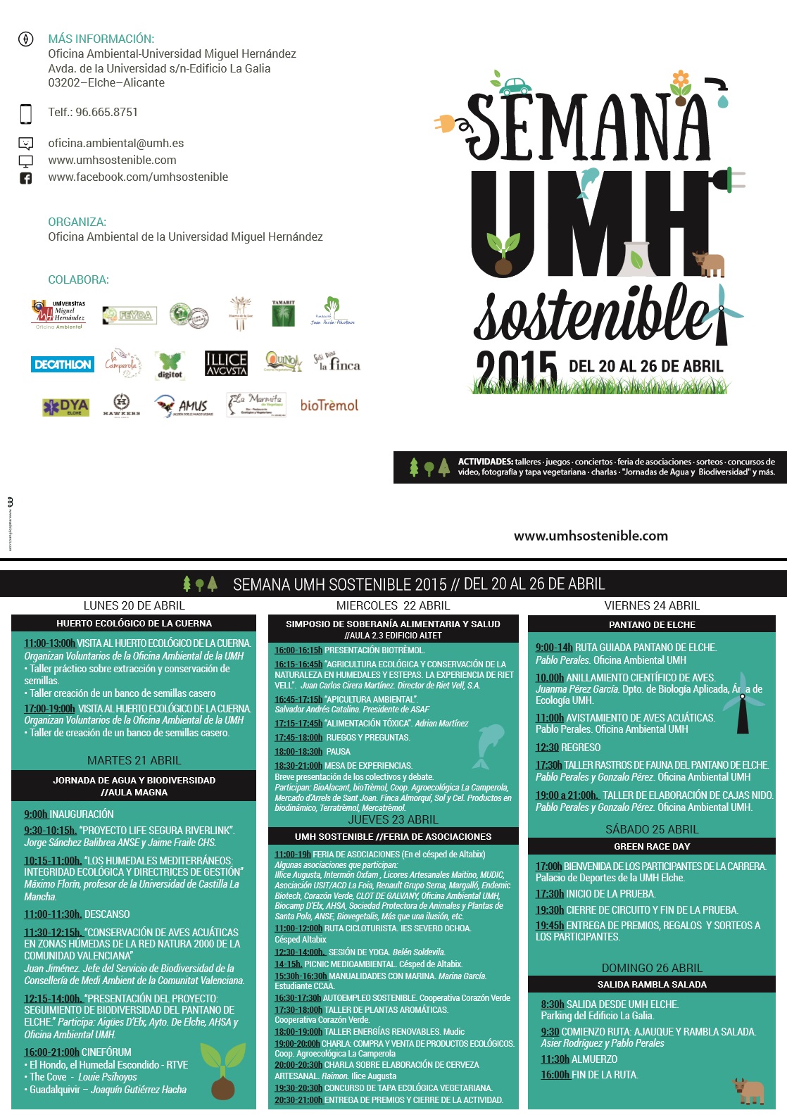 Semana Sostenible UMH. Programa