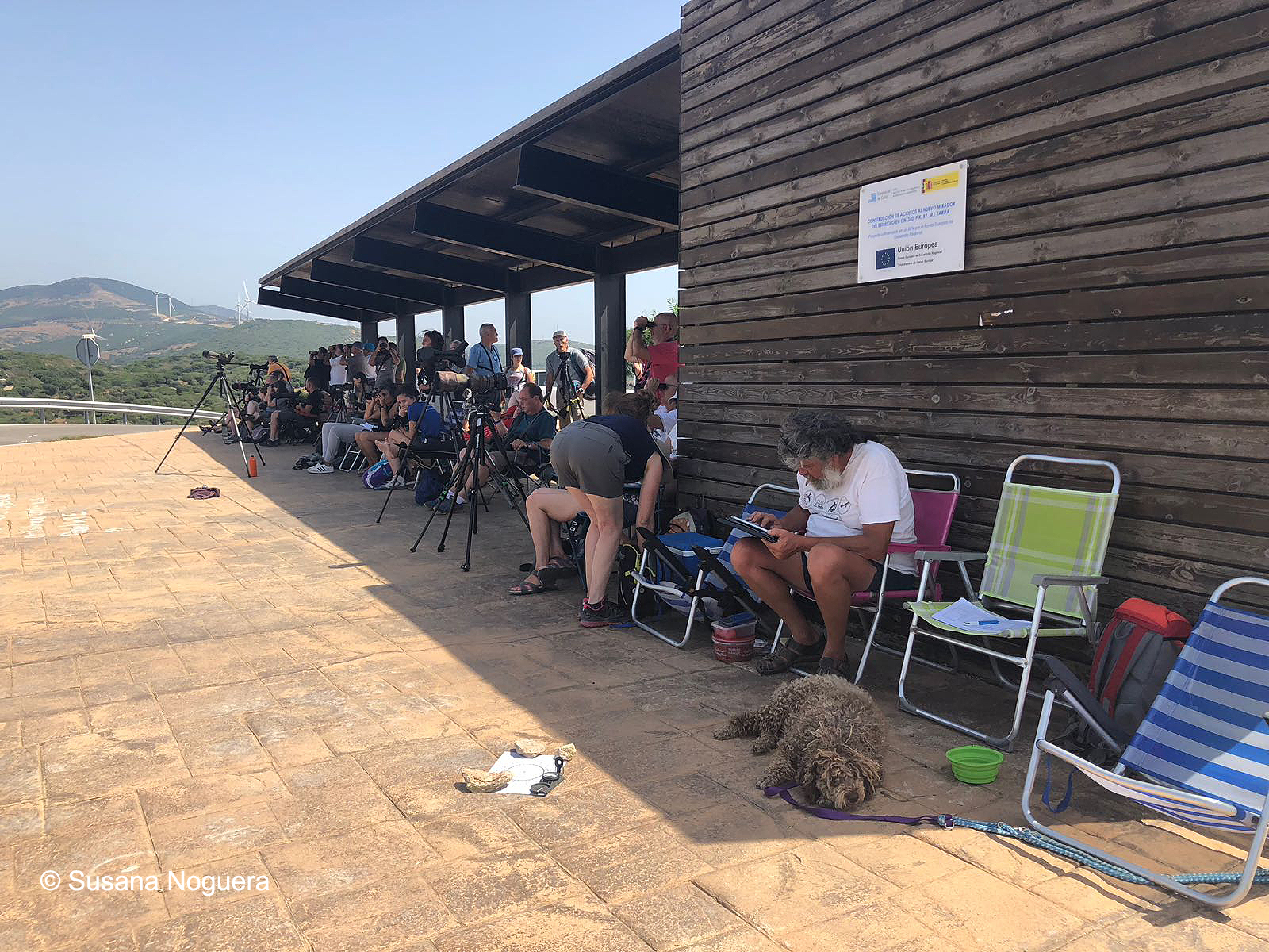 Voluntarios y turistas ornitológicos se mezclan en los observatorios de Tarifa. Imagen: Susana Noguera