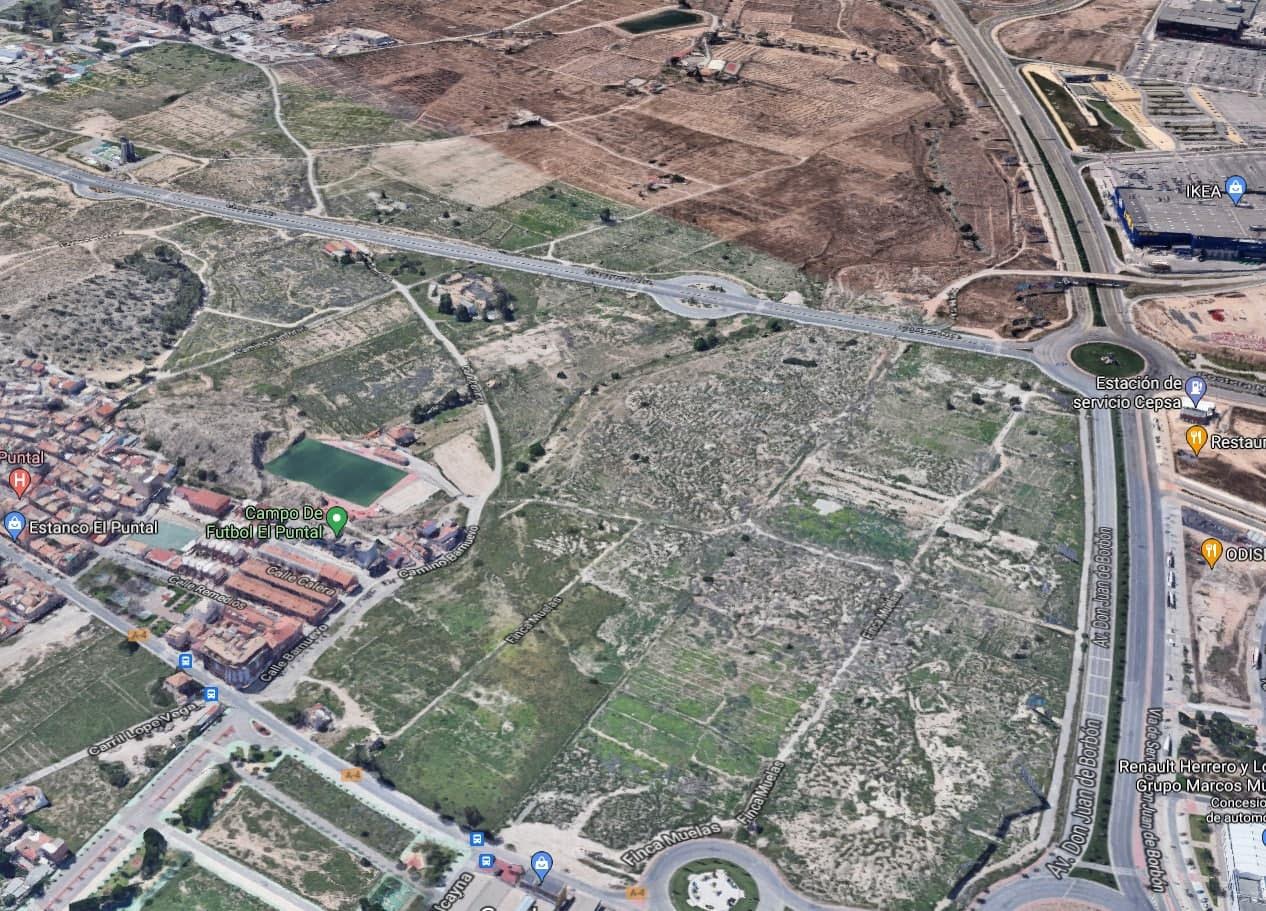 Vista aérea del sector impugnado en El Puntal de Murcia por Huermur. Imagen: Huermur 